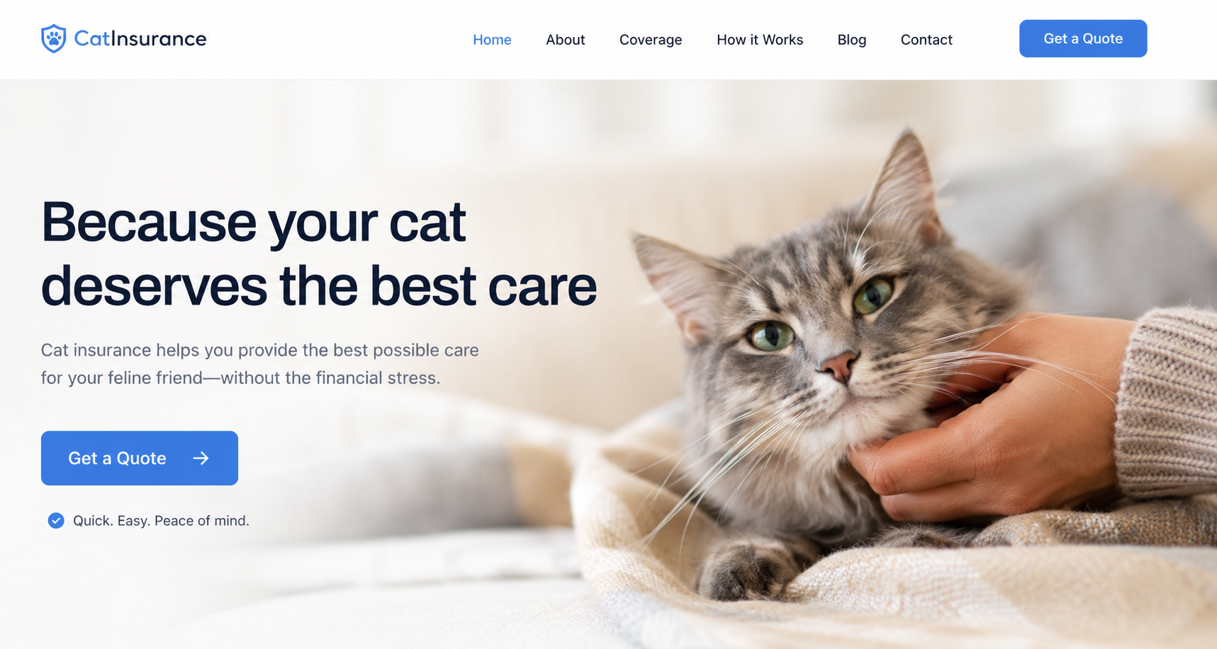 Cat insurance coverage for kittens, adult cats, senior cats, vet bills, accidents, illnesses, and online quotes