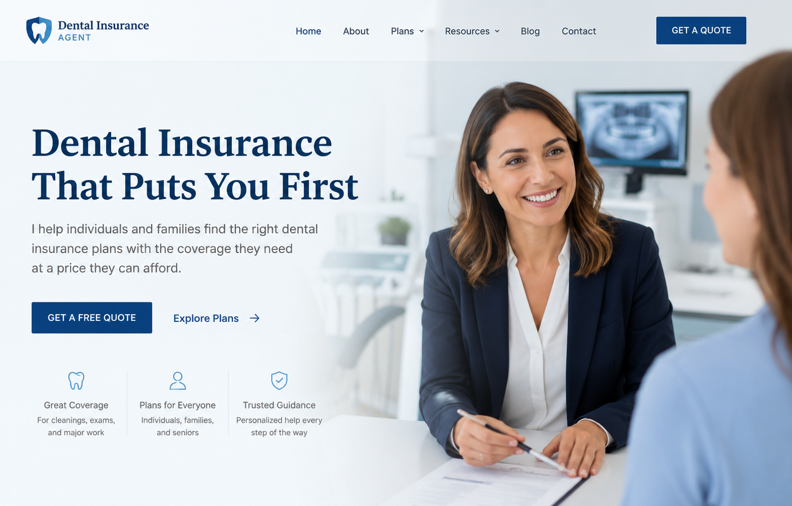 Dental insurance agent helping compare dental insurance, dental discount plans, Ameritas dental, UnitedHealthcare dental, and Careington savings plans