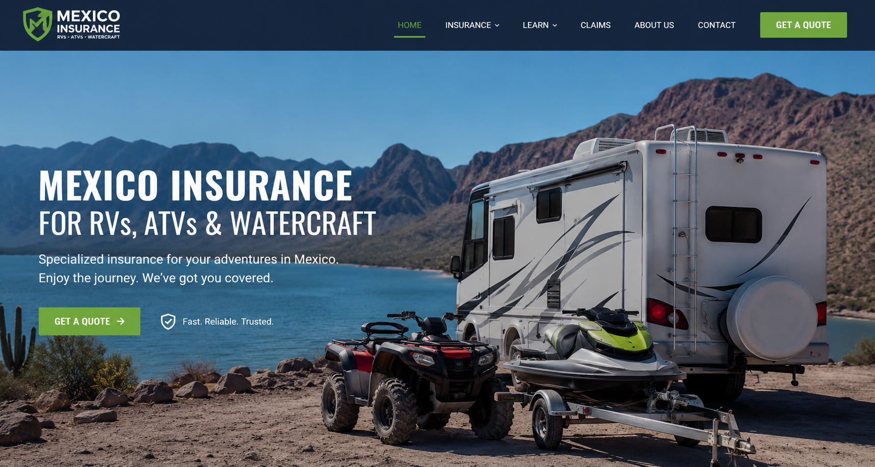 Mexico insurance for RVs, motorhomes, ATVs, UTVs, side-by-sides, boats, Jet Skis, and personal watercraft