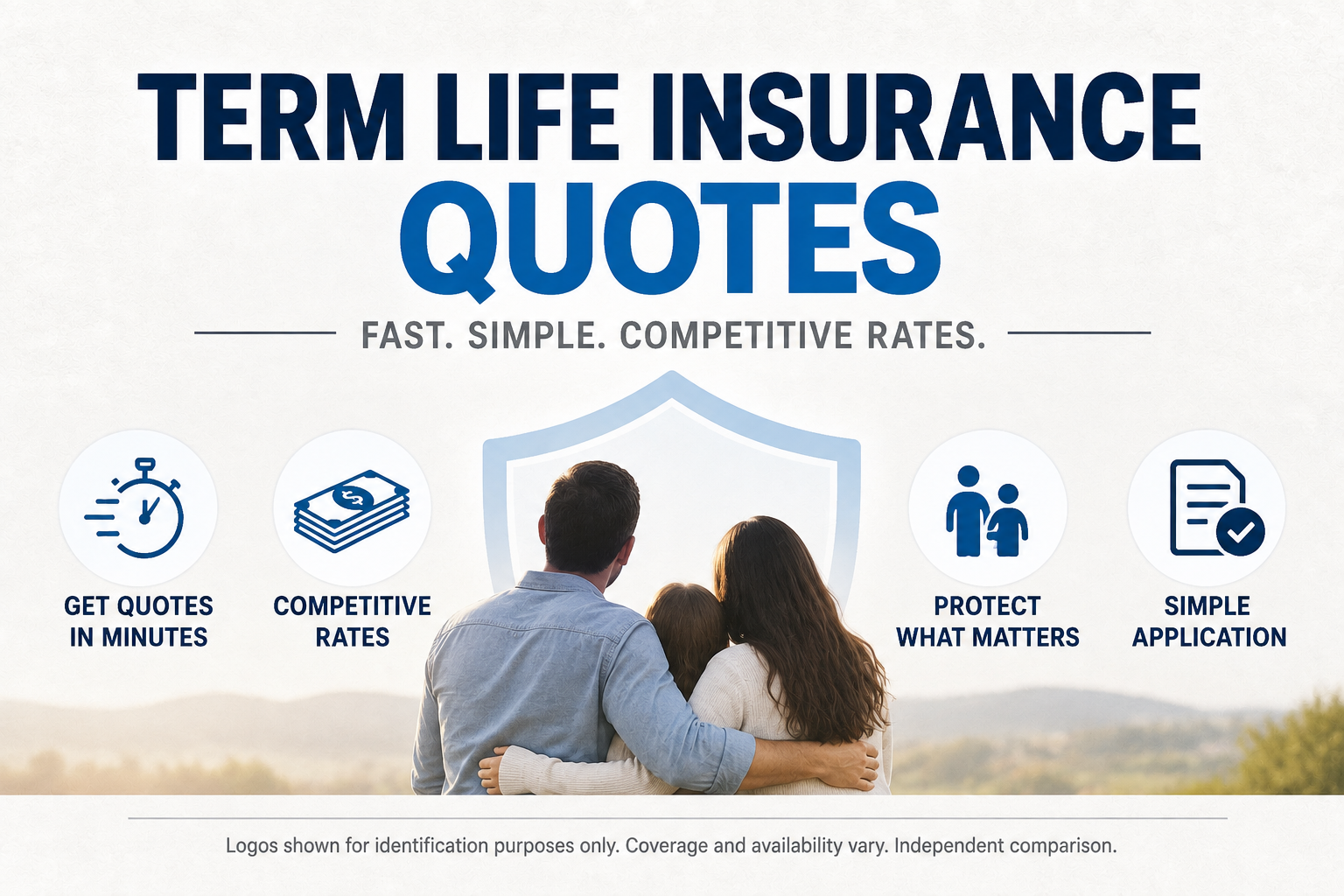 Family comparing term life insurance quotes, coverage amounts, and policy lengths