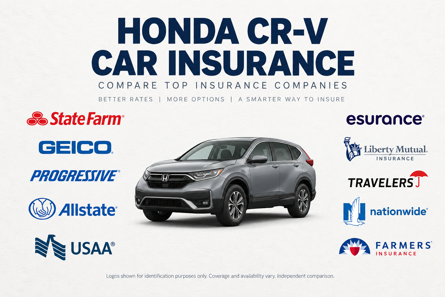 Gray Honda CR-V compact SUV surrounded by insurance company logos under the heading Honda CR-V Car Insurance